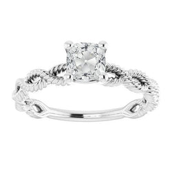 Solitaire Cushion Natural Old Miner Diamond Ring Twisted Style 3 Carats