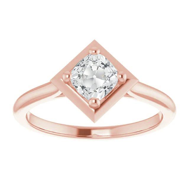 Solitaire Cushion Old Cut Natural Diamond Ring Prong Kite Style 3 Carats