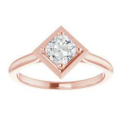 Solitaire Cushion Old Cut Natural Earth Mined Diamond Ring Prong Kite Style 3 Carats