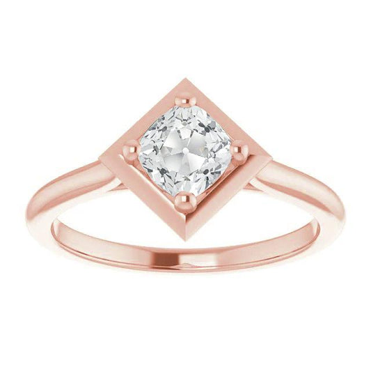 Solitaire Cushion Old Cut Natural Diamond Ring Prong Kite Style 3 Carats