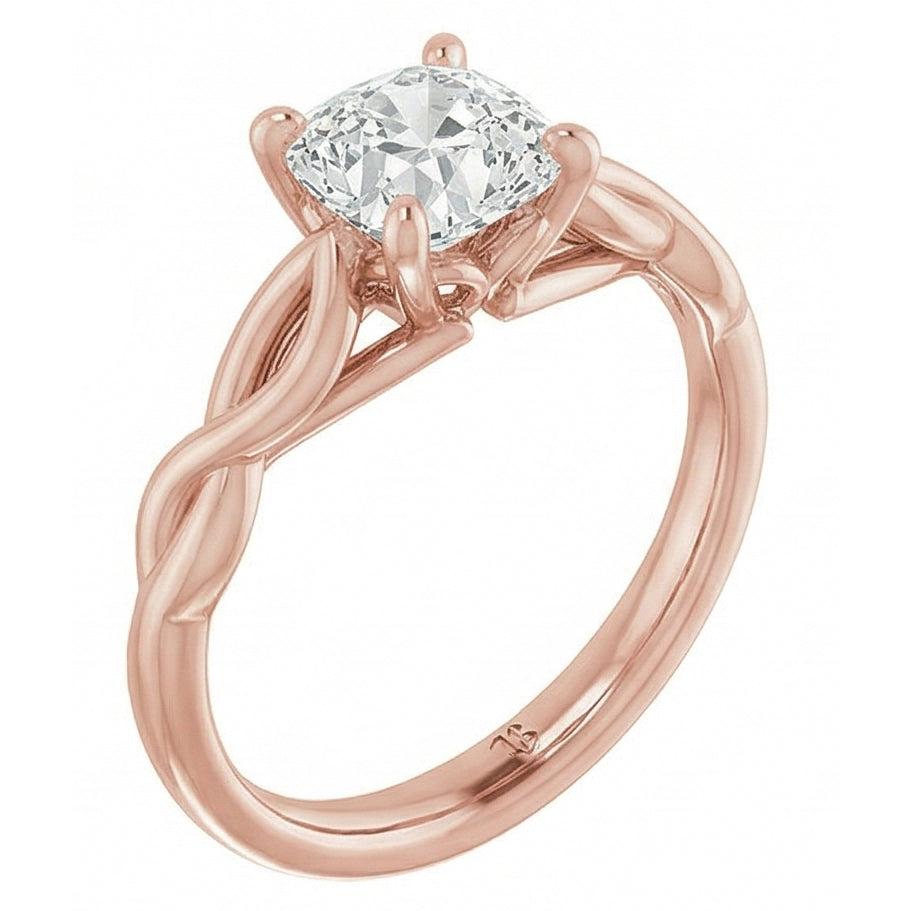 natural cushion diamond 3ct ring close up detail