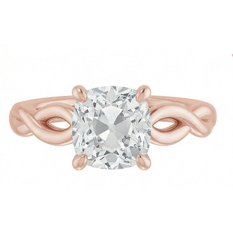 natural cushion diamond 3ct ring top view