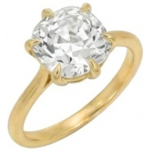 Solitaire Cushion Old Mine Cut Real Natural Earth Mined Diamond Ring 3.50 Carats Ladies Jewellery
