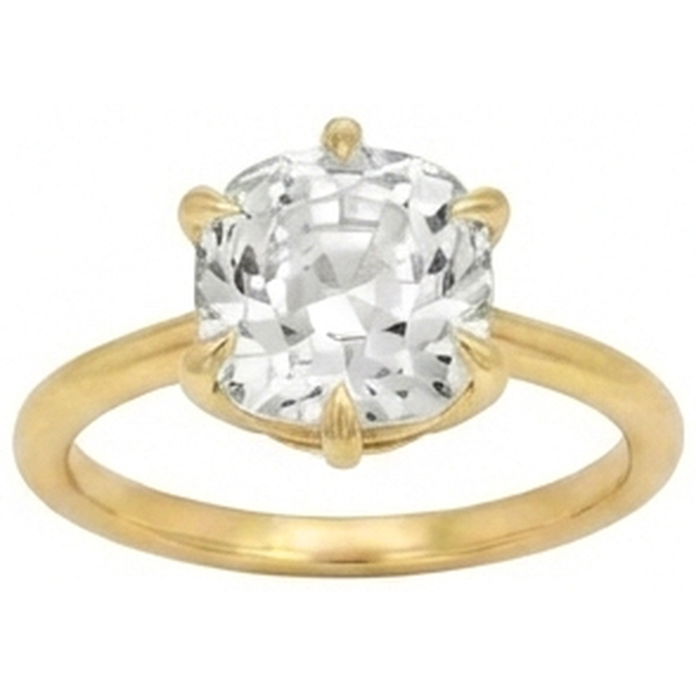 Solitaire Cushion Old Mine Cut Real Natural Earth Mined Diamond Ring 3.50 Carats Ladies Jewellery