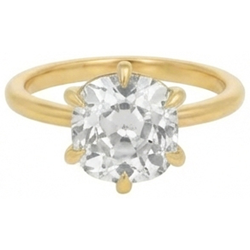 Solitaire Cushion Old Mine Cut Real Natural Earth Mined Diamond Ring 3.50 Carats Ladies Jewellery