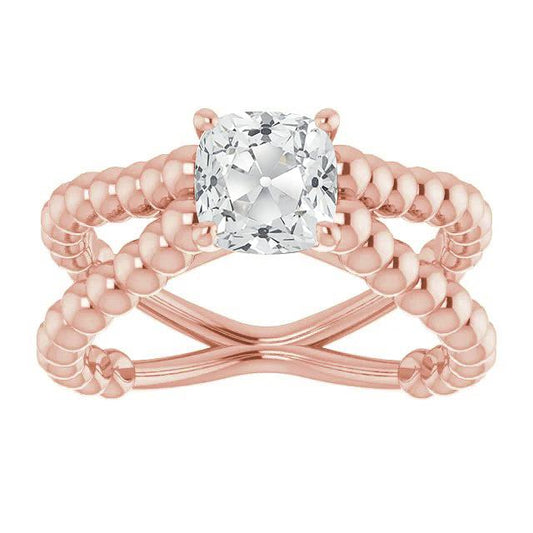 Solitaire Cushion Old Miner Natural Diamond Ring Prong Split Shank 3.50 Carats