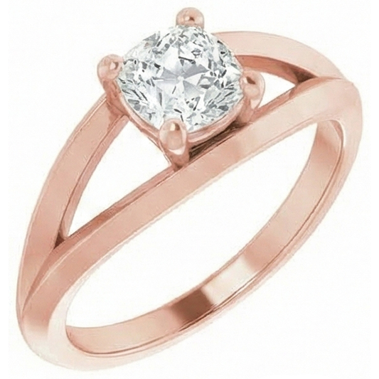 Solitaire Cushion Old Miner Natural Earth Mined Diamond Ring 3 Carats 4 Prong Split Shank