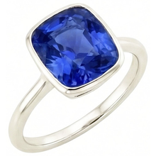 Solitaire Cushion Sapphire Ring Bezel Set 2 Carats Gemstone Jewellery