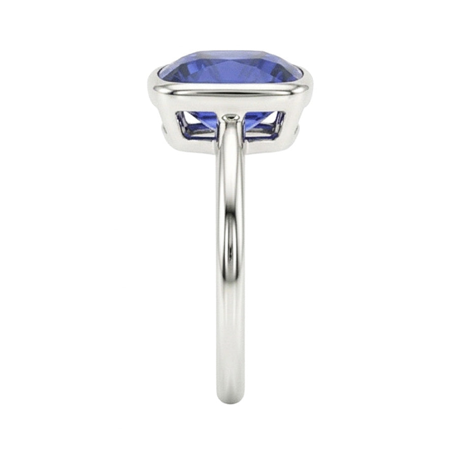 Solitaire Cushion Sapphire Ring Bezel Set 2 Carats Gemstone Jewellery