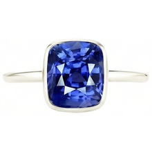 Solitaire Cushion Sapphire Ring Bezel Set 2 Carats Gemstone Jewellery