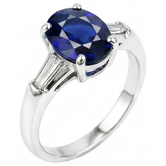 Solitaire Deep Blue Sapphire Ring 2.50 Carats Ladies Jewellery
