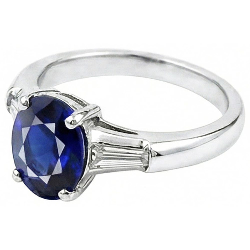 Solitaire Deep Blue Sapphire Ring 2.50 Carats Ladies Jewellery
