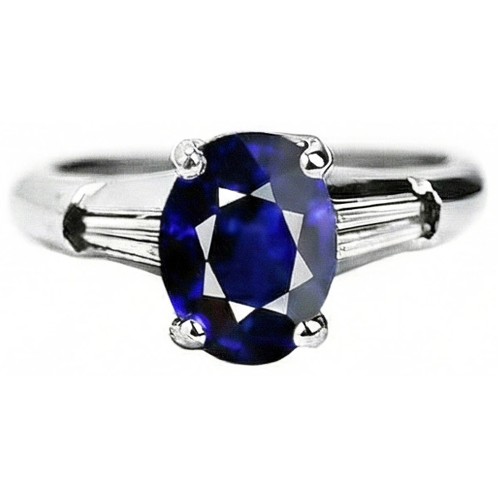 Solitaire Deep Blue Sapphire Ring 2.50 Carats Ladies Jewellery