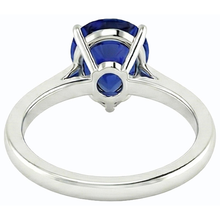 Solitaire Deep Blue Sapphire Ring White Gold 14K Pear Cut 3 Carats