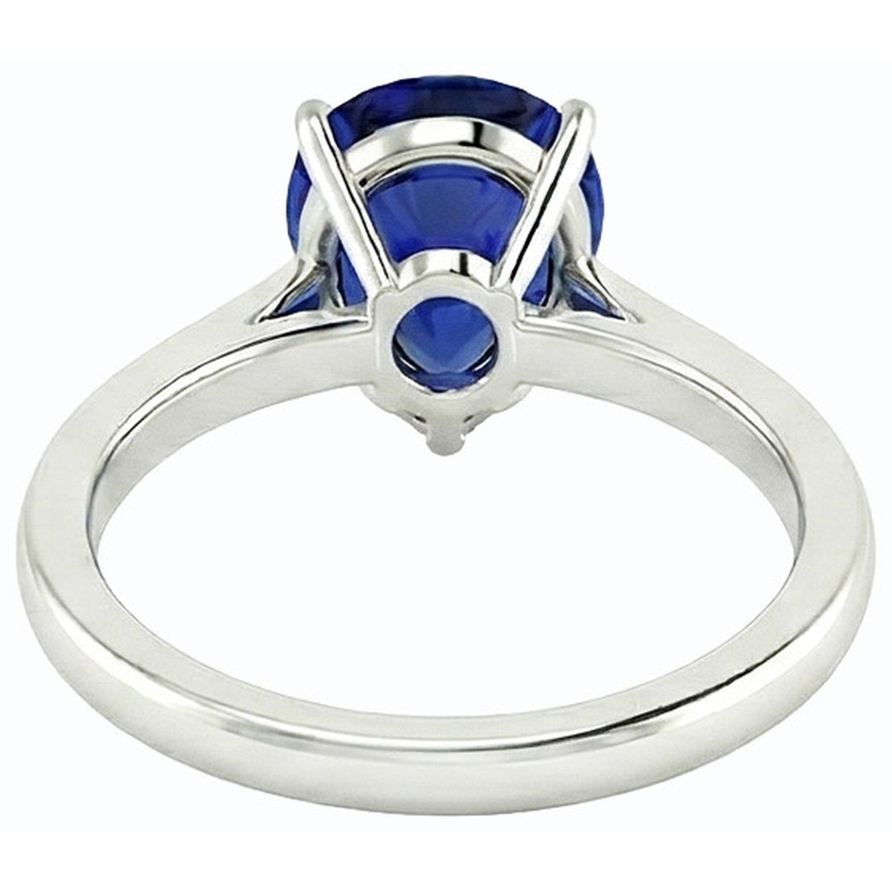 Solitaire Deep Blue Sapphire Ring White Gold 14K Pear Cut 3 Carats