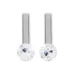 Solitaire Drop Earrings Round Real Old Miner Diamonds 3 Carats White Gold