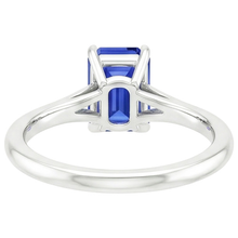 Solitaire Emerald Blue Sapphire Ring Split Shank 2.50 Carat White Gold