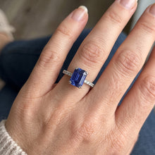 Solitaire Emerald Blue Sapphire Ring & Pave Set Natural Earth Mined Diamonds 3.50 Carats