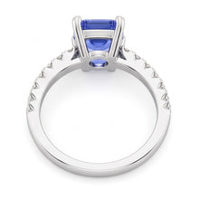 Solitaire Emerald Blue Sapphire Wedding Ring With Natural Earth Mined Diamond Accents 3 Carats