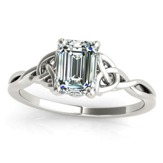 Solitaire Emerald Natural Earth Mined Diamond Ring Twisted Knot Style 2.50 Carats