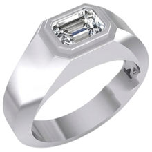 Solitaire Emerald Real Natural Earth Mined Diamond Men's Ring 1 Carat Gold 14K