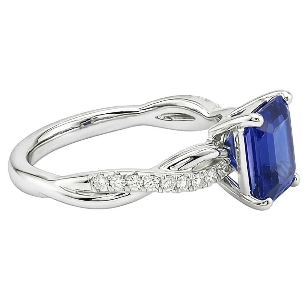 natural emerald sapphire 2.50ct ring top view