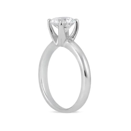 Solitaire Engagement Ring 1.50 Carats Real Round Diamond White Gold 14K