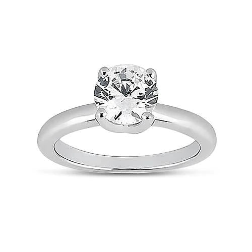 Solitaire Engagement Ring 1.50 Carats Real Round Diamond White Gold 14K