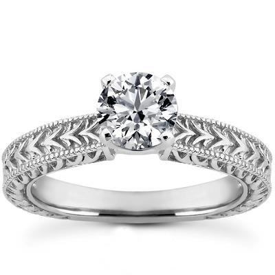 Solitaire Engagement Ring 1.90 Carat Round Cut Real Diamond White Gold 14K