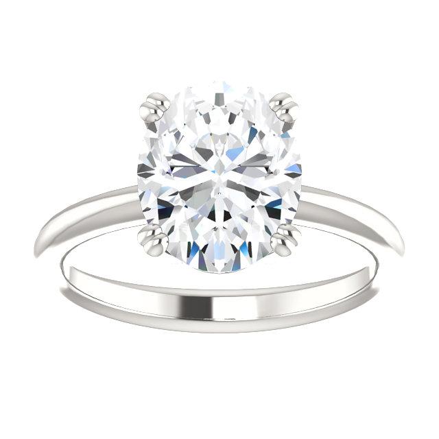 Solitaire Engagement Ring 4 Carats Setting Genuine White Gold 14K
