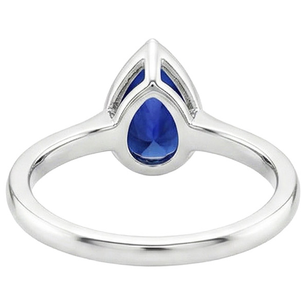 Solitaire Engagement Ring Bezel Set Pear Ceylon Sapphire 2.50 Carats