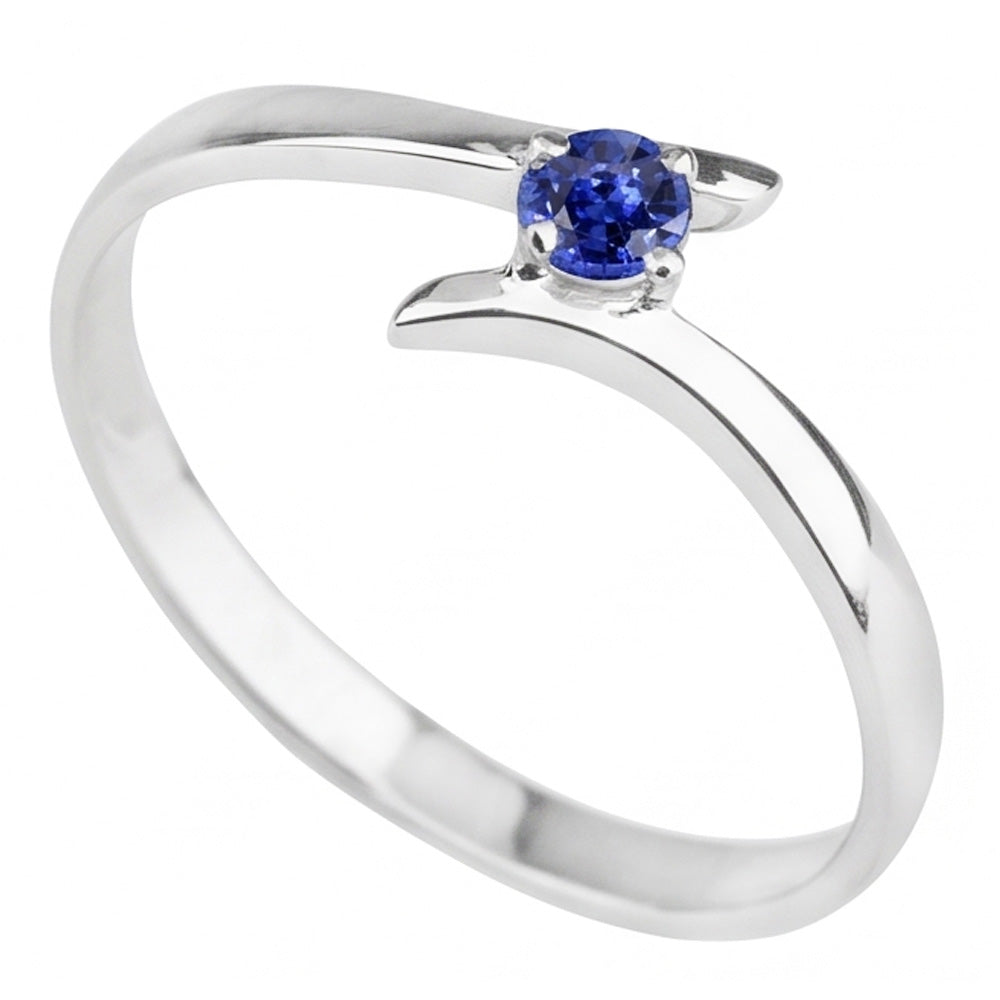 Solitaire Engagement Ring Ceylon Blue Sapphire 1 Carat Bypass Style