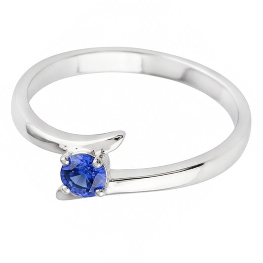 Solitaire Engagement Ring Ceylon Blue Sapphire 1 Carat Bypass Style