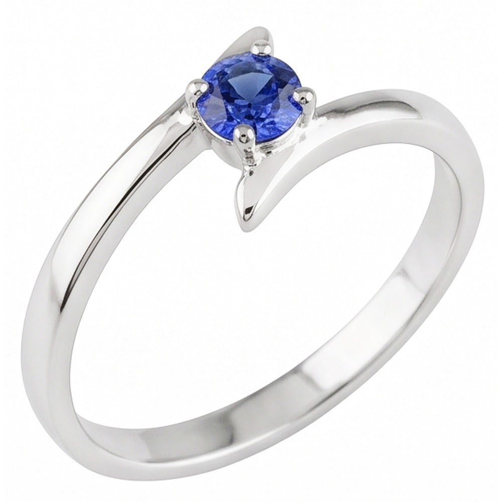 Solitaire Engagement Ring Ceylon Blue Sapphire 1 Carat Bypass Style
