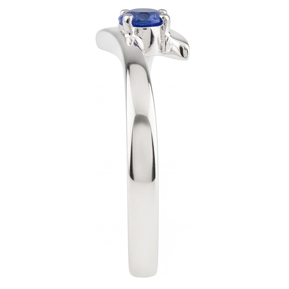 Solitaire Engagement Ring Ceylon Blue Sapphire 1 Carat Bypass Style