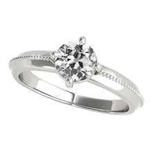 Solitaire Engagement Ring Old Mine Cut Real Diamond 4 Prong Set 1.50 Carats