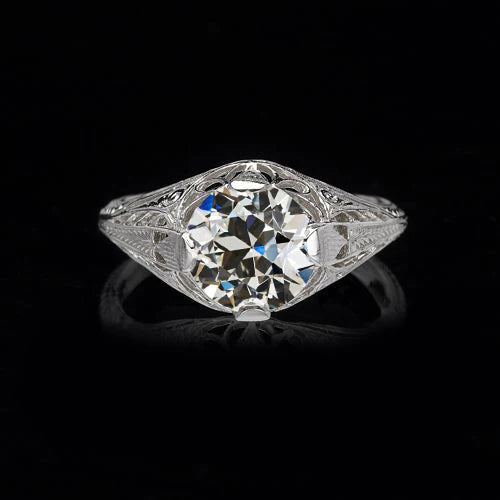 Solitaire Engagement Ring Old Miner Real Diamond Antique Style 1.50 Carats