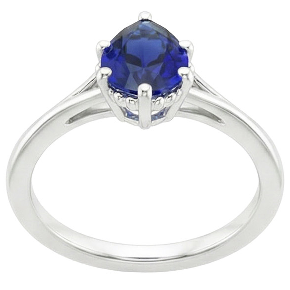 Solitaire Engagement Ring Split Shank Pear Blue Sapphire 2.50 Carats