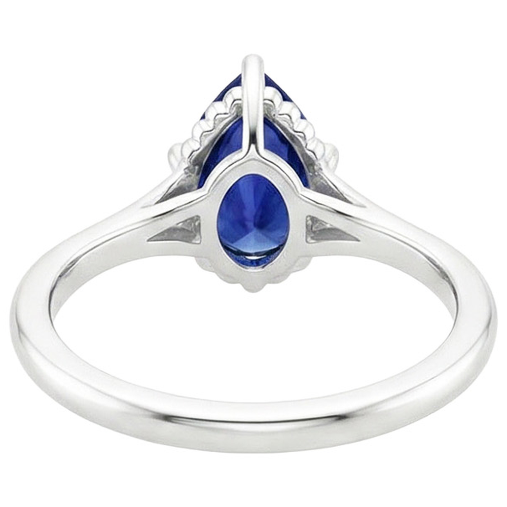 Solitaire Engagement Ring Split Shank Pear Blue Sapphire 2.50 Carats