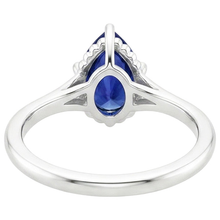 Solitaire Engagement Ring Split Shank Pear Blue Sapphire 2.50 Carats