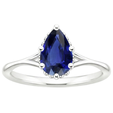 Solitaire Engagement Ring Split Shank Pear Blue Sapphire 2.50 Carats