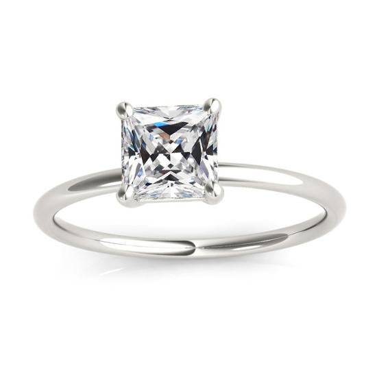 Solitaire Engagement Ring Square Old Cut Real Natural Earth Mined Diamond White Gold 3 Carats