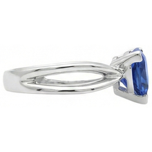 Solitaire Engagement Ring Trillion Sapphire Gold Split Shank 1 Carat