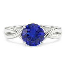 Solitaire Gemstone Blue Sapphire Ring 2 Carats Twisted Style Shank