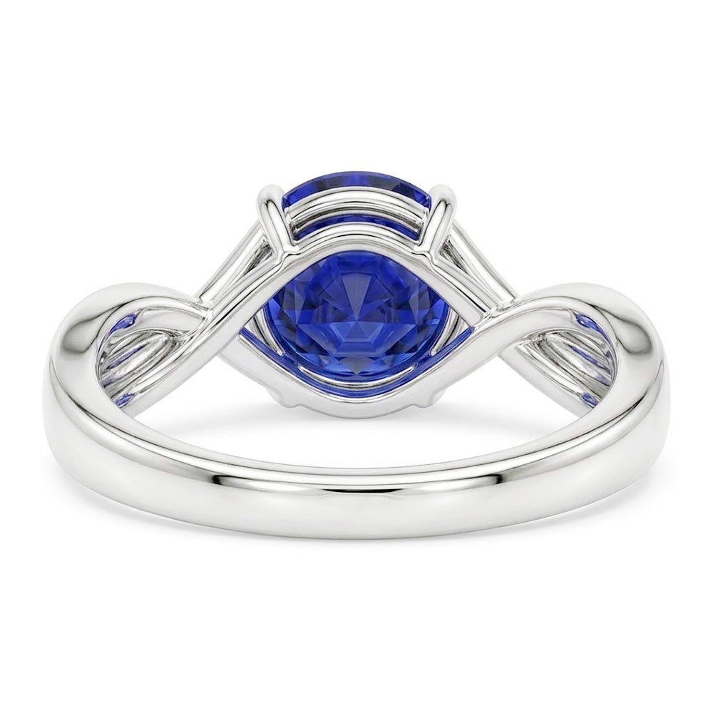 Solitaire Gemstone Blue Sapphire Ring 2 Carats Twisted Style Shank