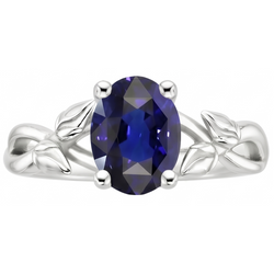 Solitaire Gemstone Jewellery Ring Leaf Style Ceylon Sapphire 2 Carats