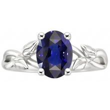 Solitaire Gemstone Jewellery Ring Leaf Style Ceylon Sapphire 2 Carats