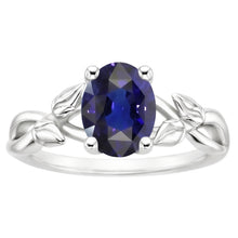 Solitaire Gemstone Jewellery Ring Leaf Style Ceylon Sapphire 2 Carats