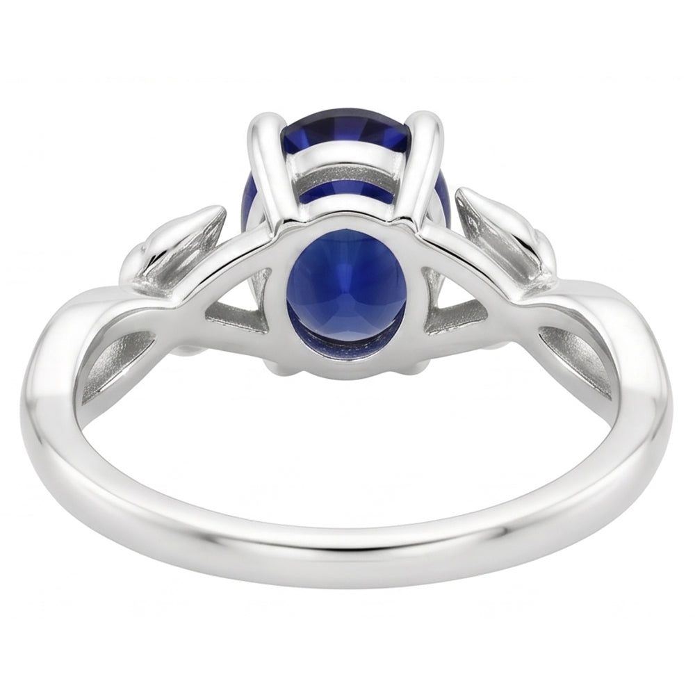 Solitaire Gemstone Jewellery Ring Leaf Style Ceylon Sapphire 2 Carats