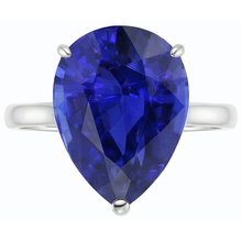 Solitaire Gemstone Jewellery Ring Pear Sri Lankan Sapphire 4 Carats